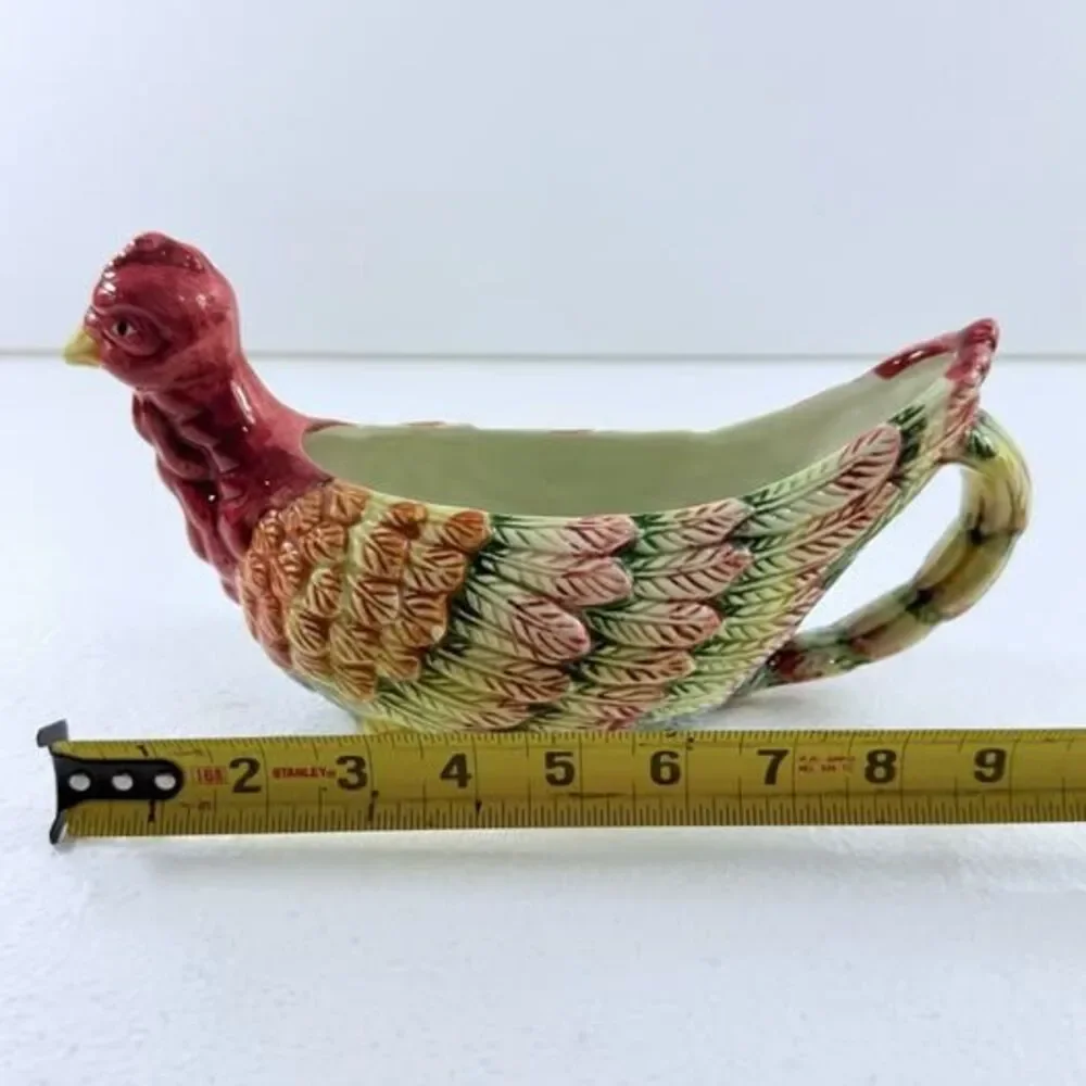 Vintage Benchmark NY Ceramic Turkey Gravy Boat Server Thanksgiving Fall Decor